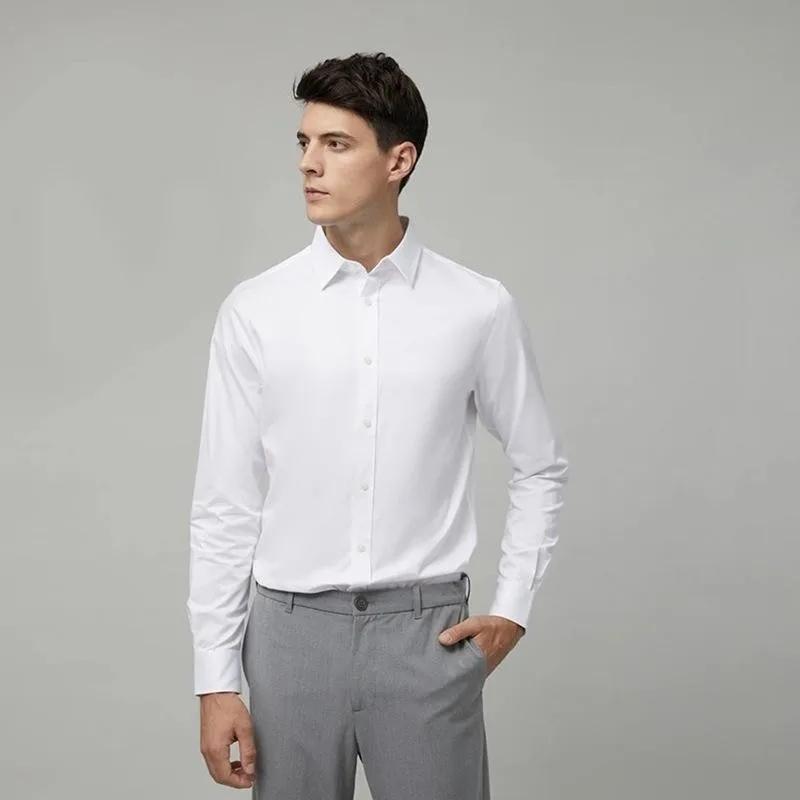 High Quality Large Size S-6Xl Men Social Dress Shirts Long Sleeved Classic Slim Fit Elegant Formal Shirt For Blouses Clothes