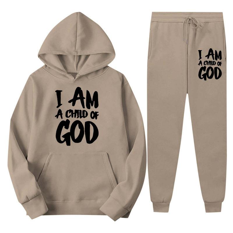 Trend Plus Size Fleece Sweater Sweatpants Set New Hooded Drawstring Printed Alphabet Sweater