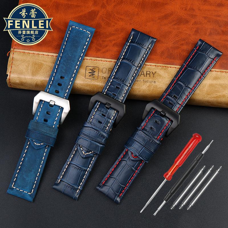 Hochwertiges wasserdichtes Uhrenarmband für Panerai PAM688 441/1313 Rindsleder Herren blau Uhrenarmband Zubehör 22MM 24mm 26mm