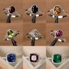 New Silver Plated Rings for Women Ruby Emerald Sapphire Jewelry Wedding Engagement Ring  Size 6-10