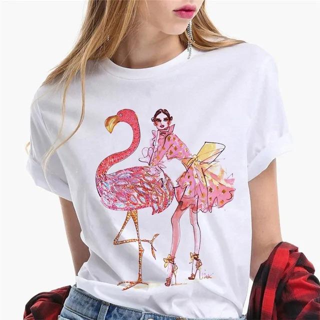 Damen T-Shirts Weibliches T-Shirt Cartoon Kleidung Kurzarm Lässig Reise Glückliche Zeit Süßes Hemd Mode Dame Grafik-T-Shirt Oberteil
