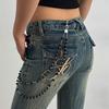 Hip-Hop-Style Kreuzanhänger an Jeanskette, modische Hosenkette mit Kunstperlen, Unisex-Streetwear-Statement-Accessoire für Damen und Herren