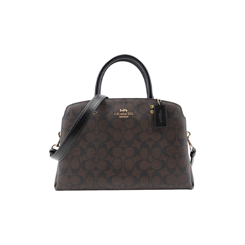 

COACH Lillie Series 32 Classic Old Flower Printed Retro Commuting Snap PVC One-Shoulder Crossbody Handbag Women s Dark Brown коричневий