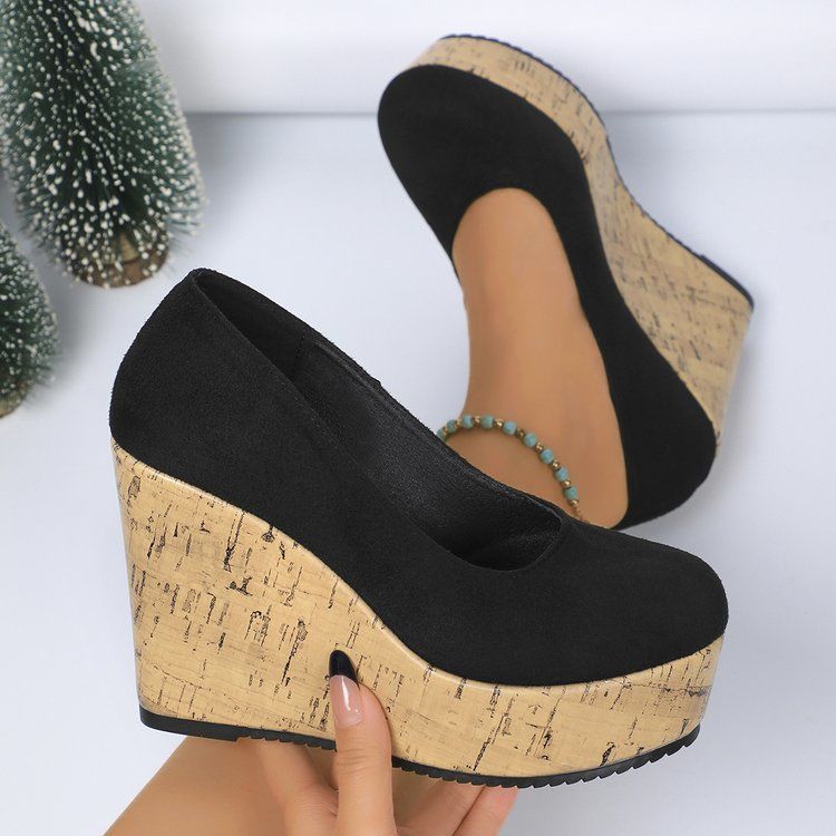 

Fashion Comemore Women s Shoes Spring Roman Women s High Heels Retro Dress Pumps Women Round Toe Side Zip Super High Wedges Shoes Female 35 чёрный