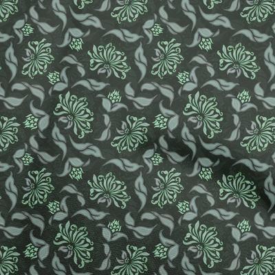 Cotton Flex Dark Green Fabric Dotted Floral Diy Clothing Quilting Fabric Print Fabric By Yard 40 Inch