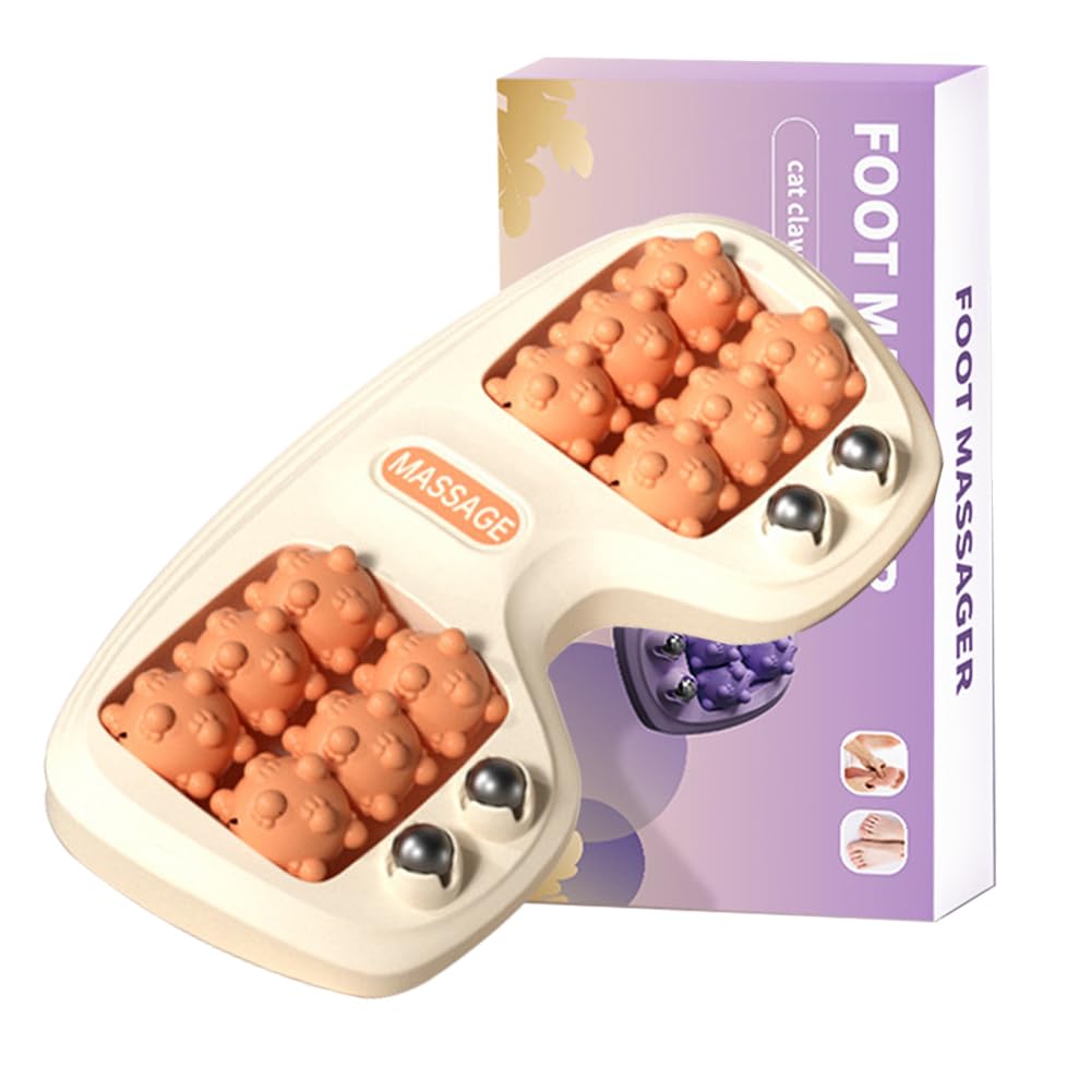 

Cat Paw Design Foot Roller Reflexology Massager for Home Office Lightweight and Compact Relaxer, Shiatsu-Style & Use, (Orange)