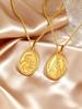 18K Gold Plated Double Sided Blessed Virgin Mary Necklace for Women Men, Round Pendant Stainless Steel Religious Jewelry Gift