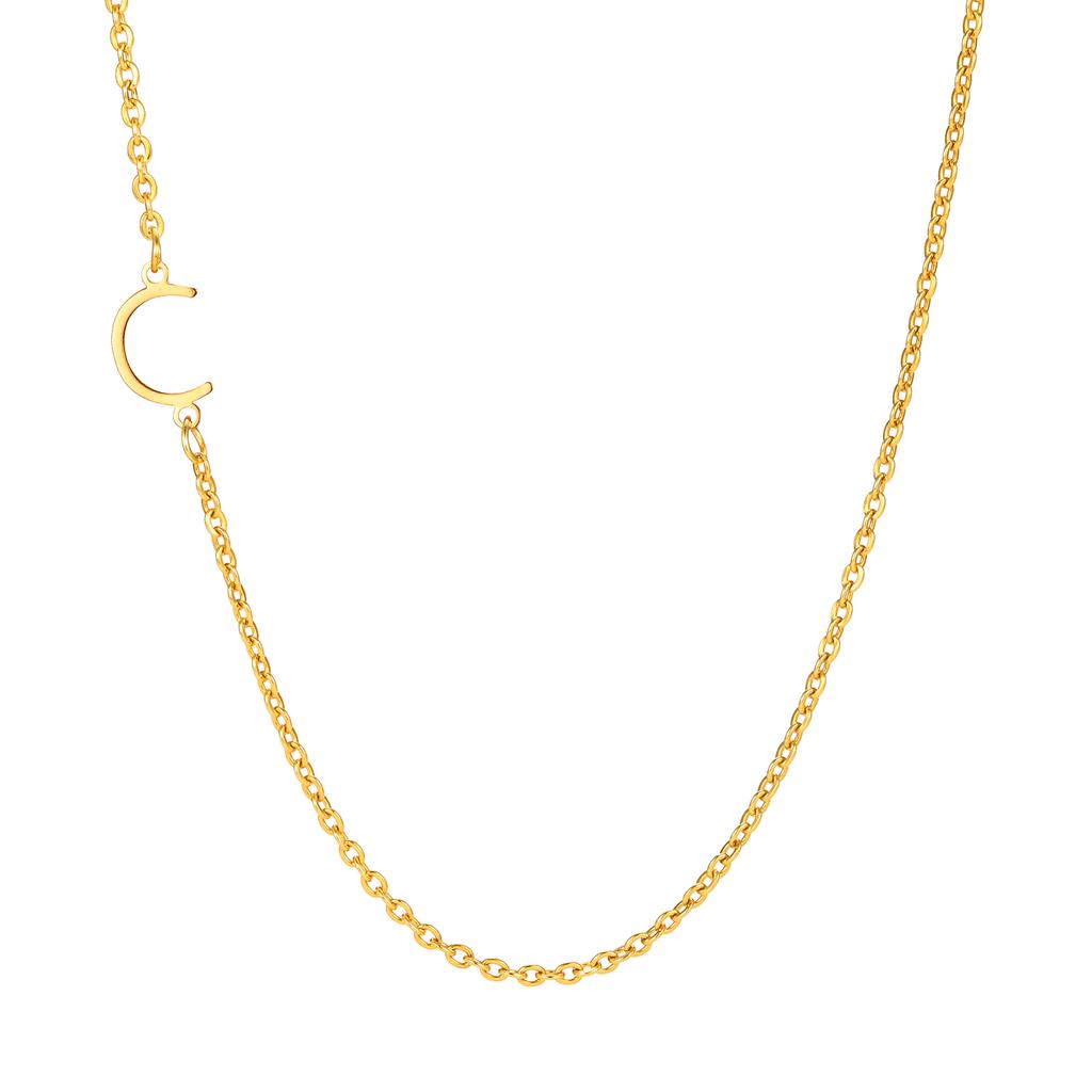 A-Z 26 Letters Initial Necklaces for Women 18k Gold Color Stainless Steel Necklace Rolo Chain Pendants Anniversary Jewelry