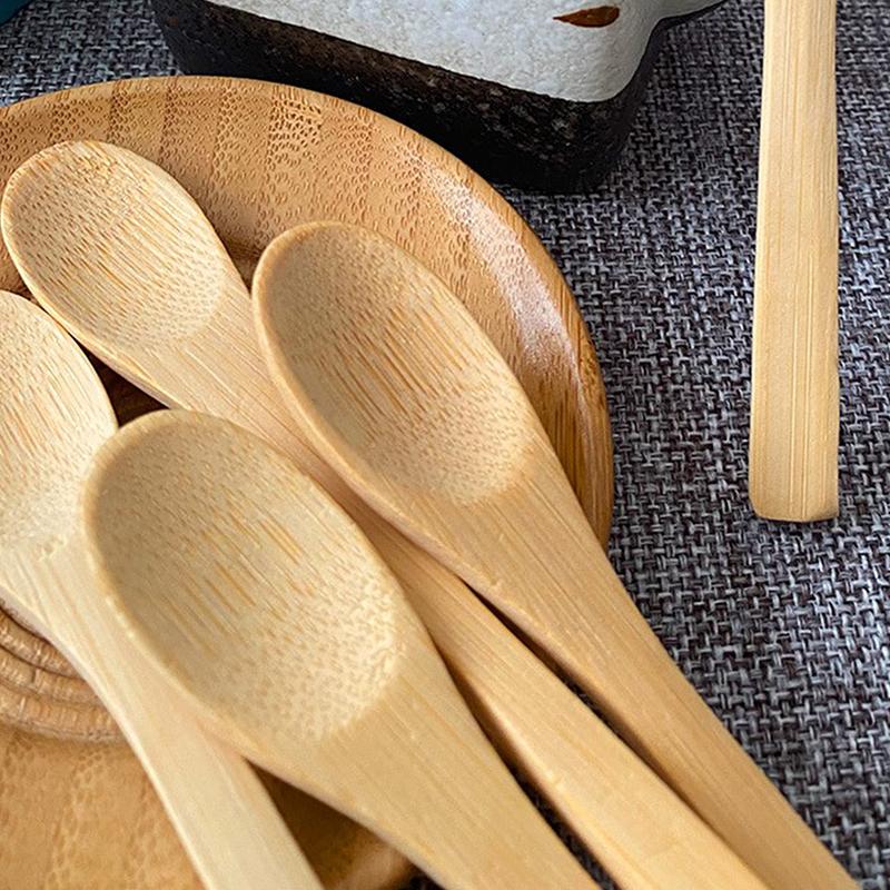 5Pcs Wooden Honey Spoon Ecofriendly Household Tableware Bamboo Kitchen Condiment Scoop Coffee Spoon Dessert Spoon Teaspoon