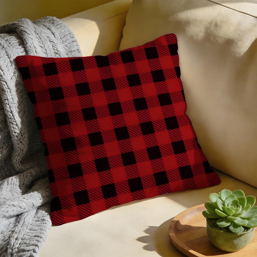 Cushion Cover Washed Linen Soft Breathable Decorative Case for Sofa Home Pillow Cover Nordic Scottish Pattern Tartan