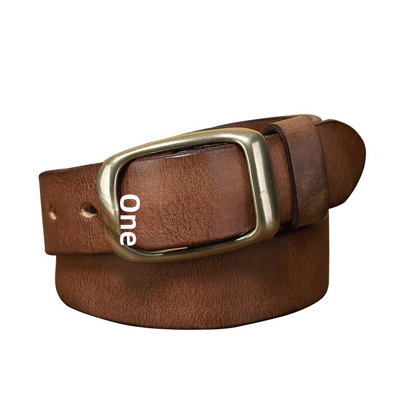 Unisexowy Pasek Retro z Prawdziwej Skóry Bydlęcej z Klamrą na Pin