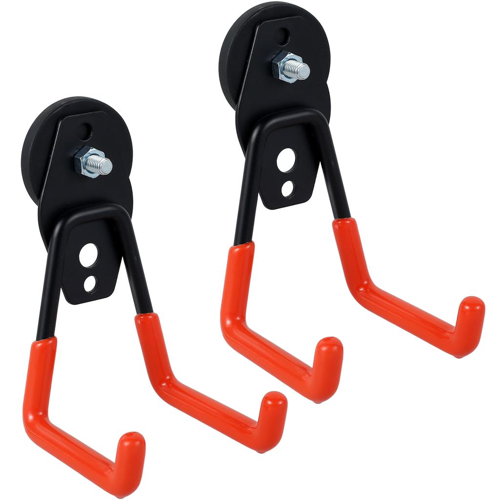 2Pcs Heavy Duty Magnetic Garage Hooks Hangers with Anti-Slide Coating Strong Magnets Metal Hooks Utility Magnetic Organiza Tool