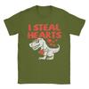I Steal Hearts Trex Dino Cute T Shirts Unisexs  Pure Cotton Funny TShirts Crewneck  Tees Short Sleeve Clothes Summer