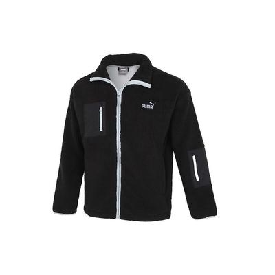 Sherpa Bonded Jacket With Embroidered Logo And Zip Collar Men Outerwear Black 534930-01