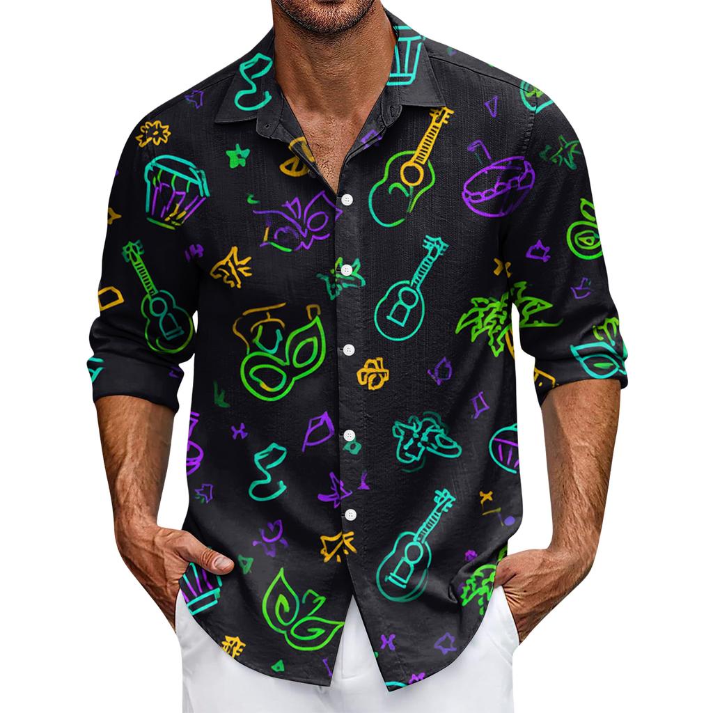 Herren Freizeit Langarmhemd mit Knopfleiste