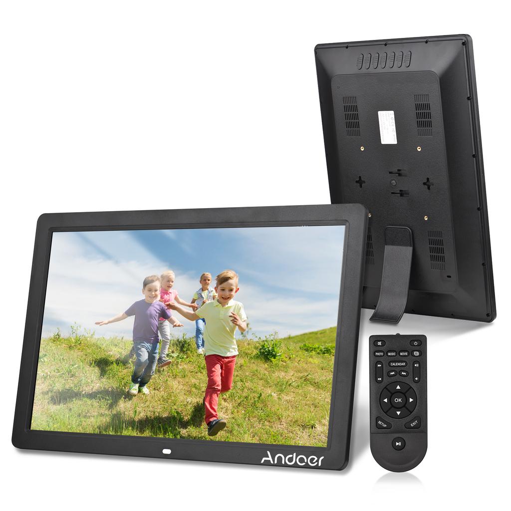 Andoer 17-palcový digitálny fotorámik LED 1080P Elektronický fotorámik s vysokým rozlíšením MP3 MP4 Video