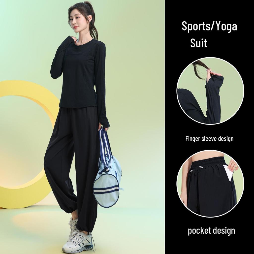Women's Quick-Dry Slimming Sports Suit: Long Sleeve, Loose Fit for Running & Fitness
