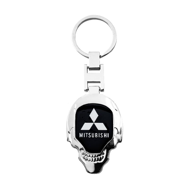 For Mitsubishi Lancer 9 10 Asx Outlander 3 Pajero L200 3D Metal+Leather Car KeyChain Key Ring Chain Auto Styling Accessories
