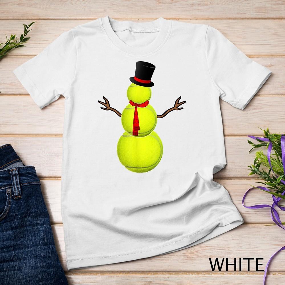 

Tennis Ball Snowman Gift Youth Rackets Course League Court Unisex T-shirt L