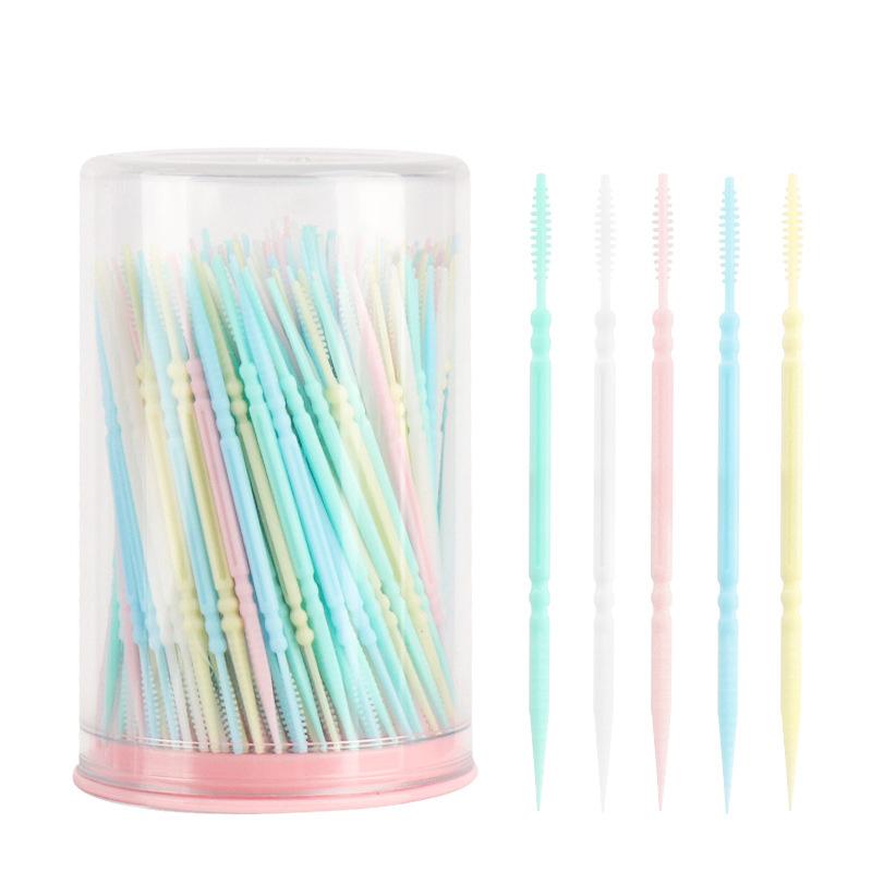 300/Pcs Toothpick Brush Plastic Toothpick Double Head Disposable Household Interdental Brush Teeth Picking Dental Floss
