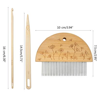Goblen Dokuma Tarağı Çırpıcı Ahşap Goblen Tarak Ince Diş El Tezgahları Sopa DIY Goblen Dokuma Goblen Dokuma Çatallar