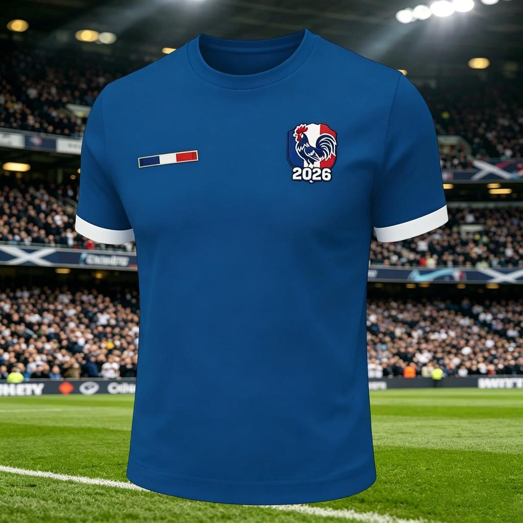 Men's Casual Crew Neck Short Sleeve Pullover T-Shirt Football Fan Jersey World Cup Supporter Top France Design