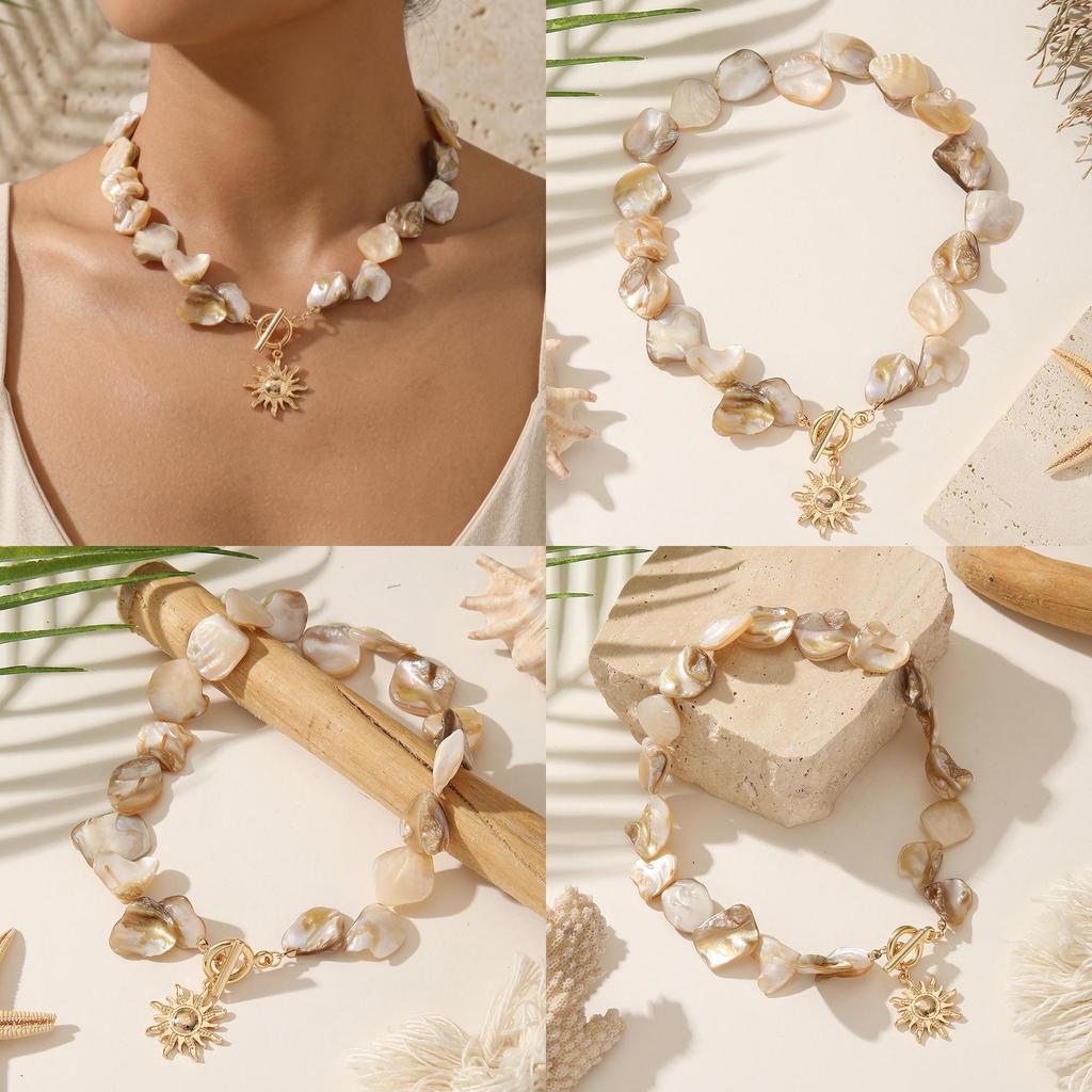 Shell Star Pendant Necklace For Women With Beach Vacation Style Spring