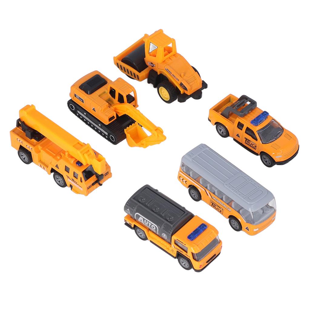 1:64 6pcs Alloy Engineering Vehicle Toys Slide Rotatable Portable Heavy Duty Transport Vehicle Toys for Kids Children