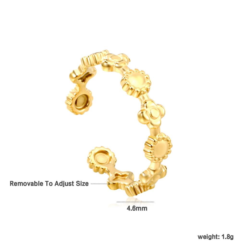 Fashion Hollow Geometric Adjustable Open Ring High-End Gold Tone Ring