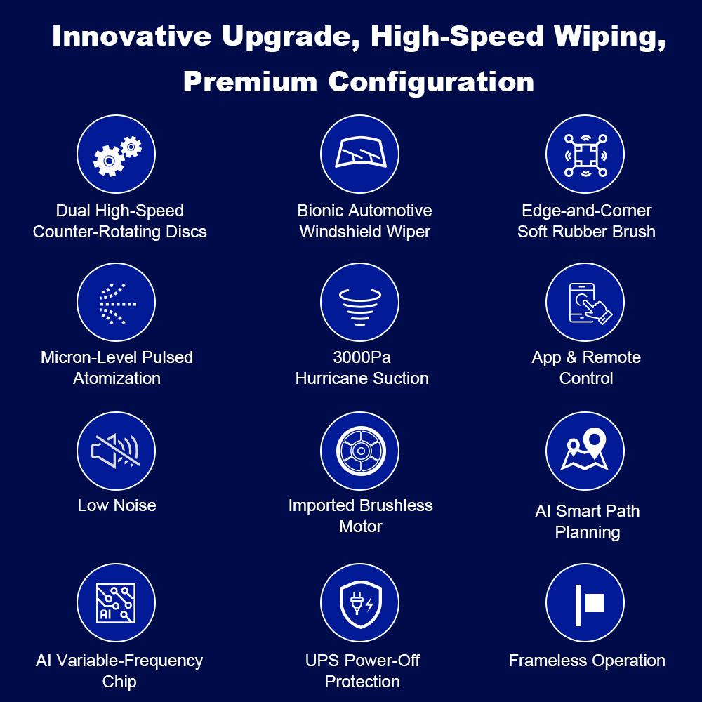 Window Cleaning Robot LIECTROUX G8, High Speed,Double Water Spray,Ultra-thin Window Cleaner, Electric Glass Washer,AI Route