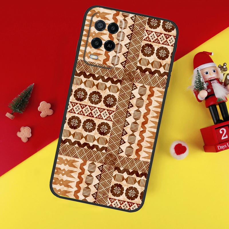 Fijian Masi Tapa For OPPO A96 A76 A16 A52 A72 A92 A98 A78 A58 A5 A9 A15 A17 A77 A53S A57S A94 A74 A54 Case