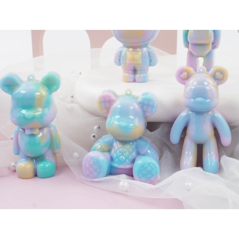 Shiny Glossy Bear Astronaut Ornaments Silicone Epoxy Resin Mold DIY Keychain Pendant Jewelry for Valentines Gift Craft