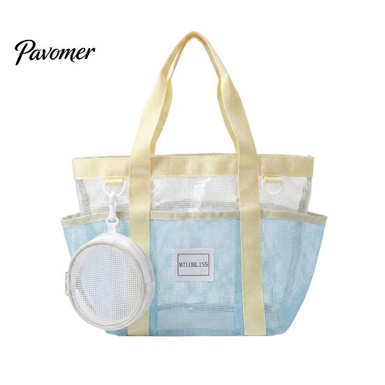 Large Beach Bag Mesh Tote Bag, Family for Toys Women Pouch & Vacation Essentials, Quick Drying Sand-proof Waterproof Storage Travel