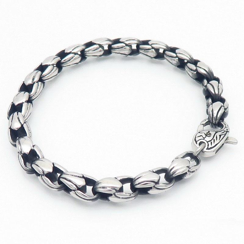 

7mm Stainless Steel Wheat Chain Bracelet for Men 18-21cm Gold Color Symbol Accessory Vintage Punk Biker Jewelry Gifts 21cm