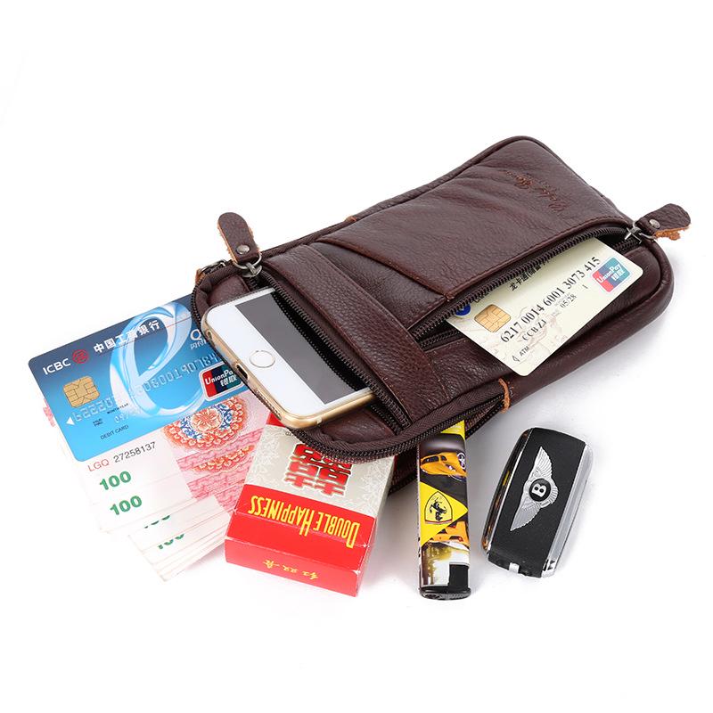 Men's Large Capacity Crossbody Waist Bag - Multi-functional Cowhide Phone Bag with Lanyard, Wearable On Belt for Returning Customers