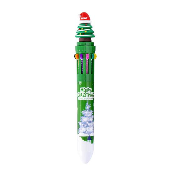 Christmas Ballpoint Pens 10-in-1 Retractable Cute Santa Snowman Pens Festive Writing Tool for Kids School Supplies Students