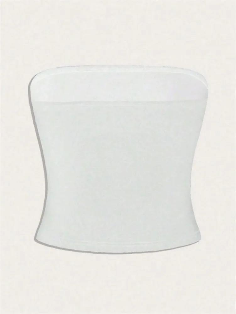 Bauchfreies Top phumee Trägerlos Ärmellos Schlauchtop Blumendruck A2493