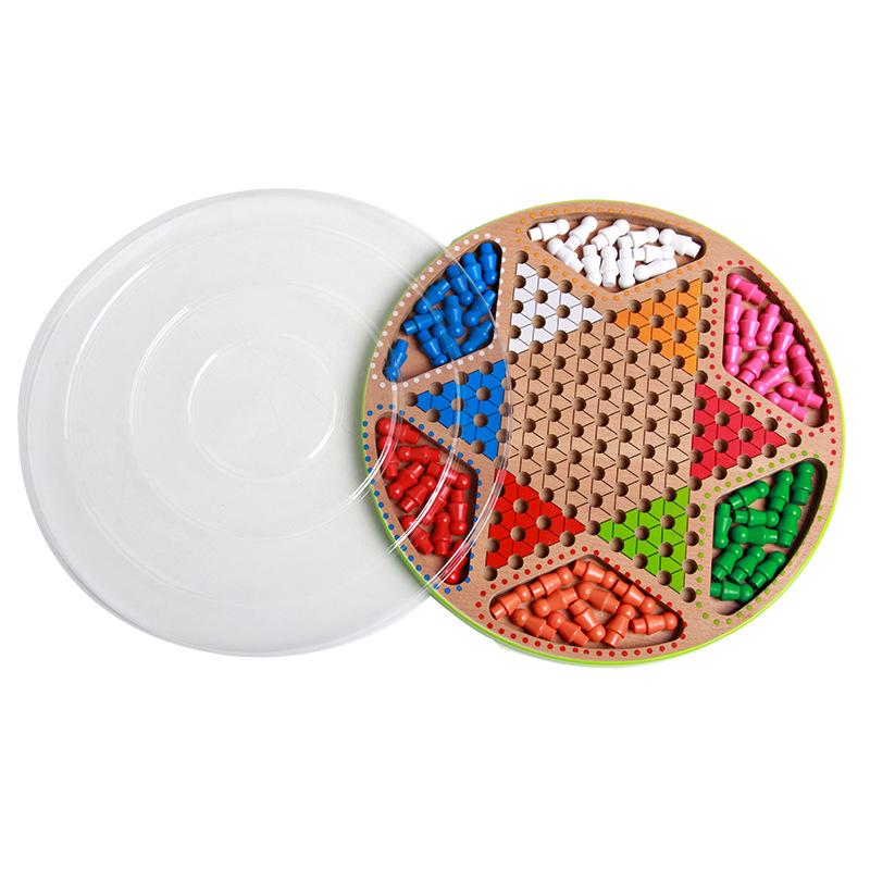 Wooden Educational Toys for Children: Multifunctional Checkers and Ludo Game Board