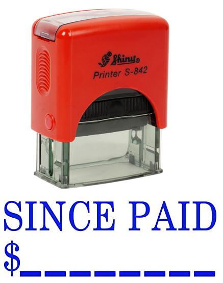 SINCE PAID Self Inking Rubber Stamp Custom Shiny Office Stationary Stamp