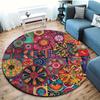 Round Ethnic Patchwork Print Rug Non-slip Floor Mat for Bedroom Living Room  Room Home Decoration