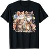 Vintage Cute Kitten Flower Cat Lover Cottagecore Aesthetic T-Shirt