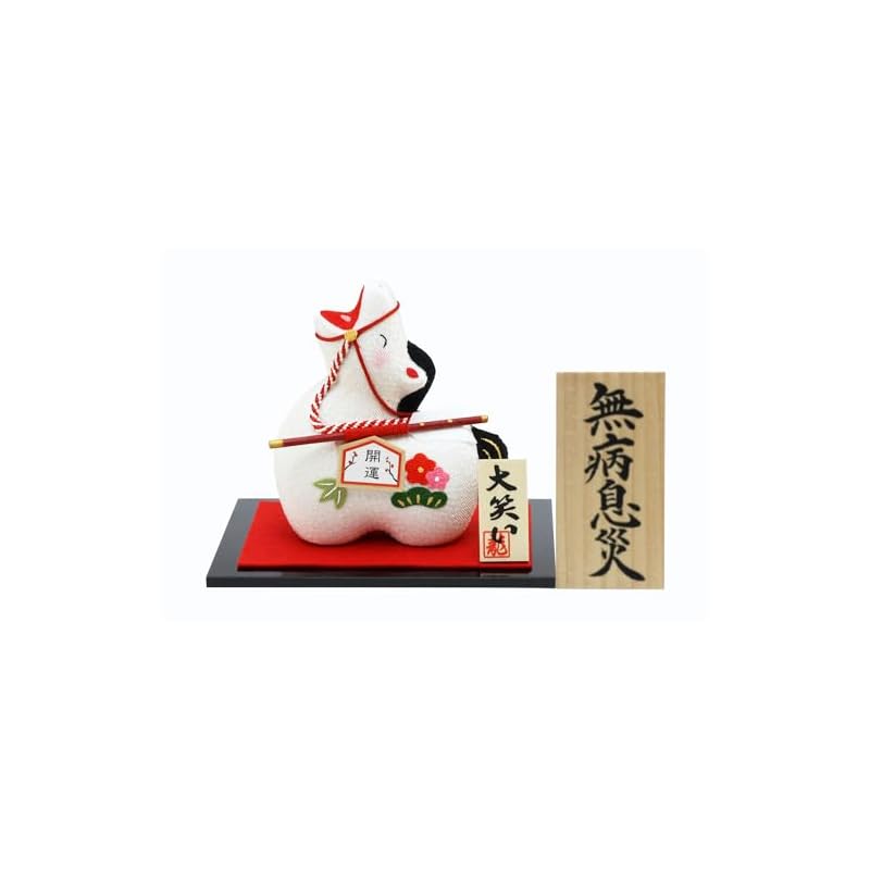 Osaka Choseido Zodiac Ornament, Horse Ornament, New Year's Ornament, Chirimen, Includes a Free Original Wooden Tag (Sent Separately), Great Laughing