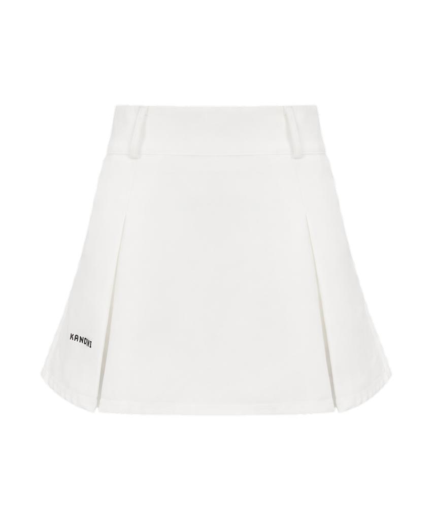 Candini Ivory Asymmetrical Pleated Skirt-26.Ver