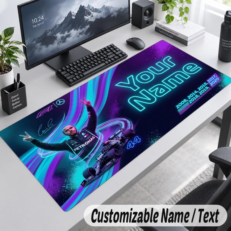 Lewis Hamilton Personalized Large Mouse Pad Custom Name Text Extended Desk Mat Gaming Mousepad