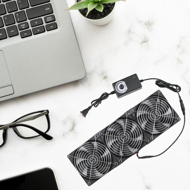 Ventilation Fan 3x120mm 2750rpm Axial Cooling Fan Set for Server Workstation and Window Exhaust with Speed Control 240V