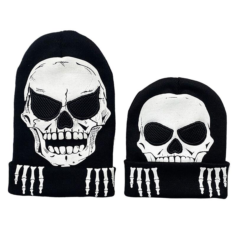 Fashion Halloween Skeleton Ghost Gloves Hat Creative Luminous Half Finger Full Fingers Print Warm Breathable Gloves Gifts