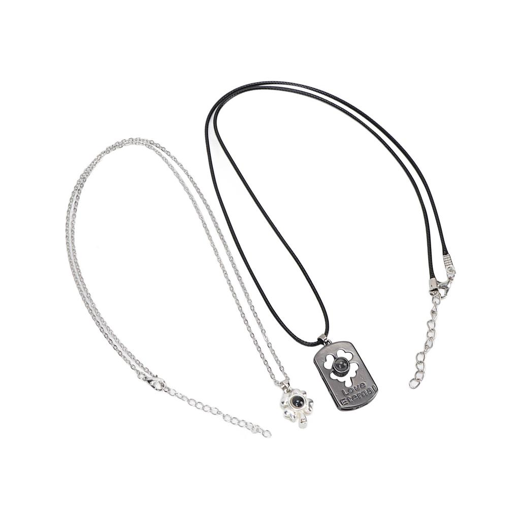 2pcs Couple Necklace Alloy Fashionable Cute Leaf Shaped Pendant Necklace Jewelry Accessory Gift