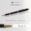 Cross Century II Black Lacquer Rollerball Pen with Premium Gift Medium Perfect Gift for Day or Promotion Box, Water-Based Ink, Nib, Father's