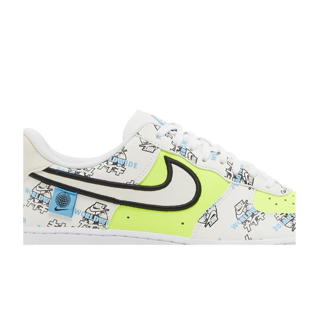Nike Air Force 1 '07 LV8 'Worldwide Pack - Katakana' (Unisex) White / White / Black / Volt / Blue Fury Skateboard Shoes DA1343 117
