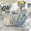Macaron Color Pencil Case Pen Bag Dual Layer Front Open Pocket Storage Pouch for Stationery School